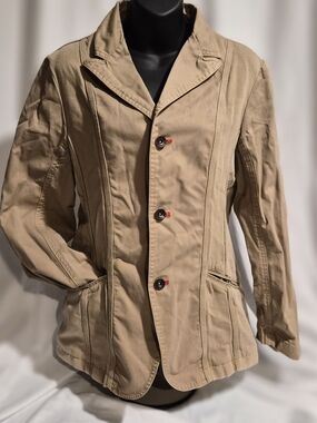 KOYO JEANS Utilitarian Khaki Utility Jacket - Tan Cotton Blazer - Size 46